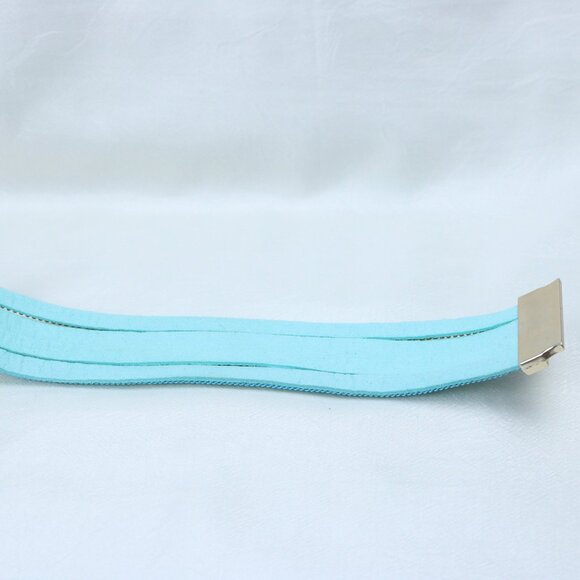 Blue Rhinestone Multi-Strand Wrap Bracelet | Gold Tone Accents - Picture 3 of 5